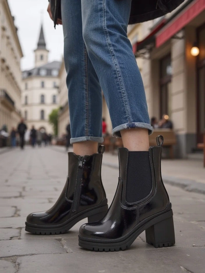 Royalfashion Women's ankle boots on a block heel Foddise