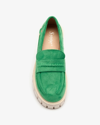 OUTLET Eco suede green moccasins for women Siherta- Footwear