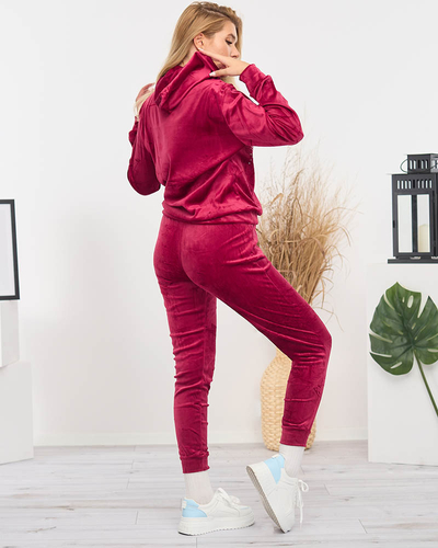 Women's tracksuit set with maroon cubic zirconia - Clothing