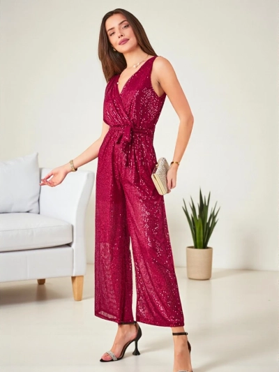 Royalfashion Garš sievietes kombinezons ar spīdumiem