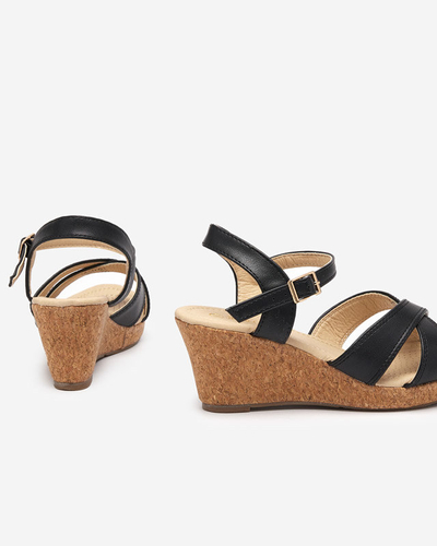 Women's black wedge sandals Helia - Shoes