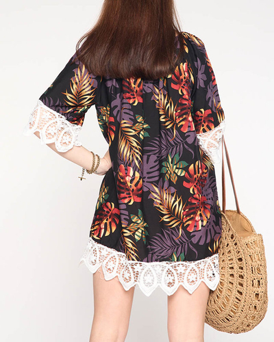 Ladies 'black tunic with leaves - Clothing