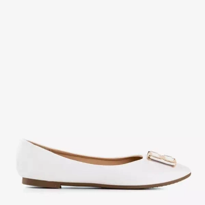 OUTLET White women's ballerinas with an ornament on the toe Rionach - Shoes