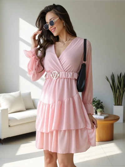 Мини-туника Royalfashion с рюшами и обернутым вырезом