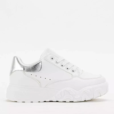 OUTLET Women's white sports shoes with a silver Abi insert - Footwear