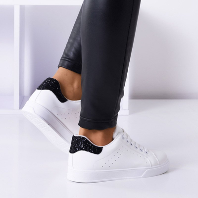 Women's white sports sneakers with a black inset Brasqe - Footwear