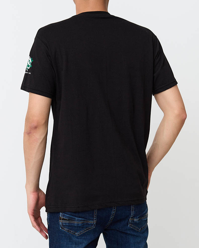 Black cotton men's t-shirt with print - Clothing
