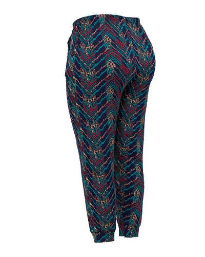 Patterned navy blue pants for women PLUS SIZE - Clothing