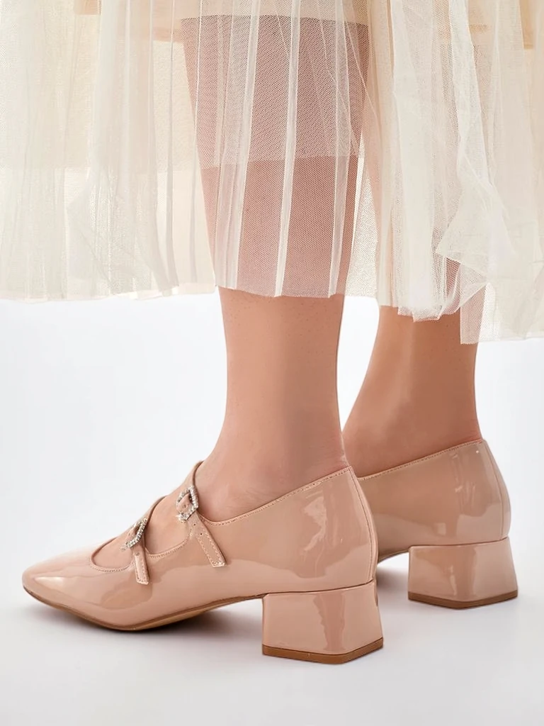 Royalfashion Лаковые женские туфли на блочном каблуке с ремешками Vible