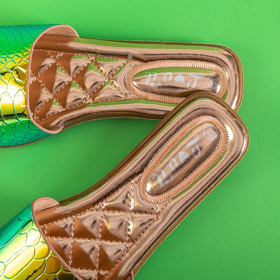 Yellow and green holographic women's sandals Serenis - Footwear