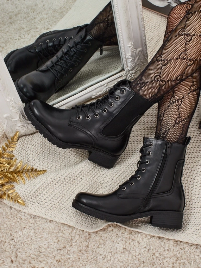 Eco-leather laced women's ankle boots Oslynne