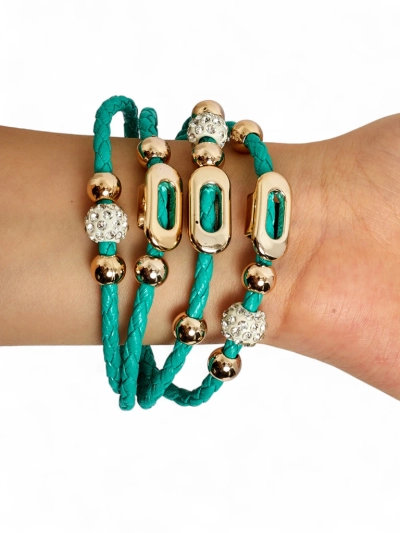 Women's bracelet with beads and cubic zirconia