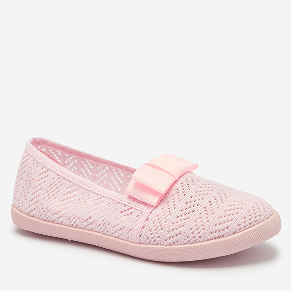 Girls' bow sneakers in light pink Lolisa - Footwear