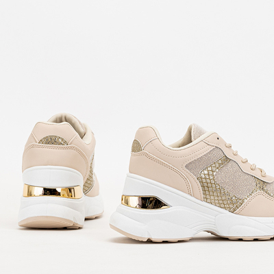 Beige Women's Sneakers with Hidden Anchor Waqsa - Footwear