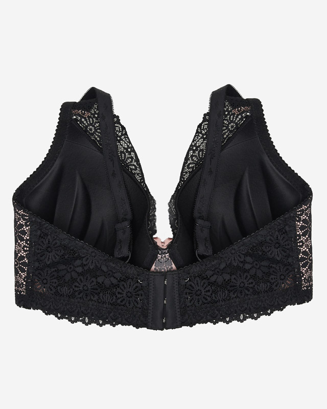 Women's pink bra with black lace - Underwear