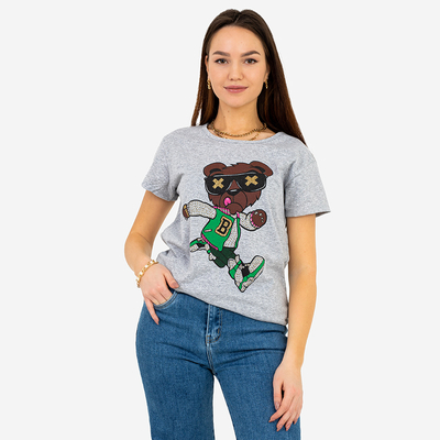 Ladies 'Gray Printed T-Shirt - Clothing