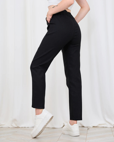 Royalfashion Черные женские прямые брюки из ткани