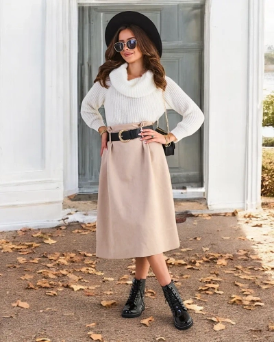 Royalfashion Women's midi skirt a' la suede