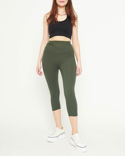 Dark green women's 3/4 cycling leggings - Clothing