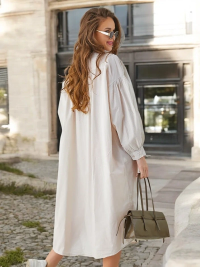 Роялфэшн Хлопковая длинная женская рубашка а'ла платье