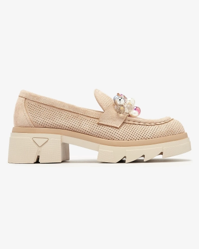 Women's light brown openwork moccasins Peloga- Footwear
