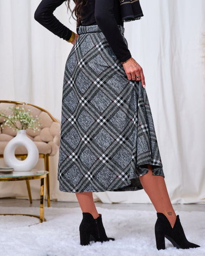 Royalfashion Sieviešu pelēki un sarkani gari pesti svārki