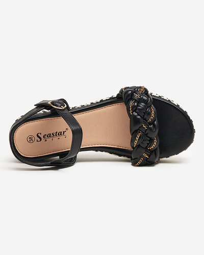 Rella black women's flat sandals - shoes