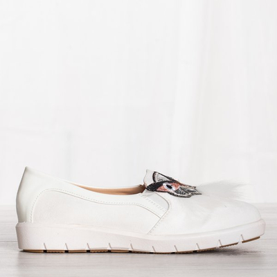 White slip on with decorative owl Howlet - Footwear 1