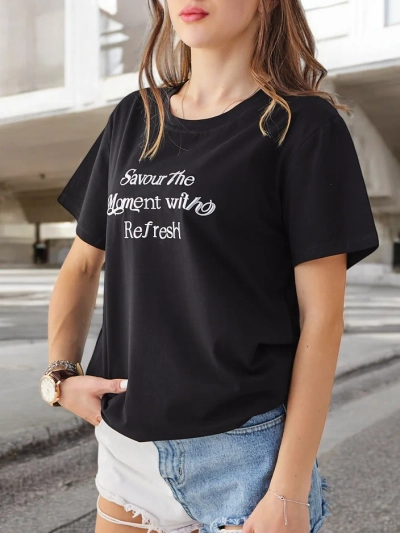 Royalfashion Cotton Women's T-Shirt Savour The Moment With Refresh