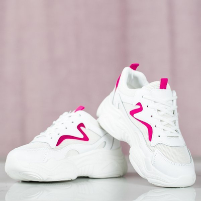 White daddy shoes with pink Mia insert - Footwear 1