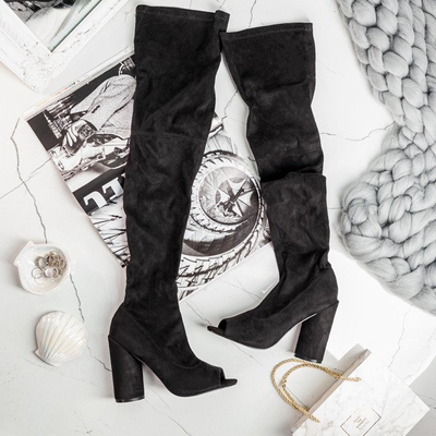 Black boots on the post with a cut Fauna - Footwear