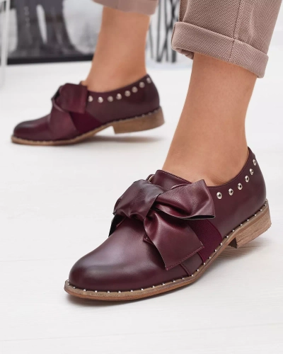 Maroon women's shoes with Entera bow - Footwear