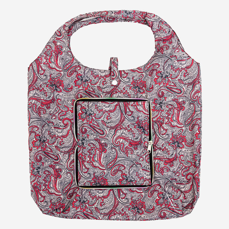 Red patterned shopping bag, foldable into a wallet - Accessories