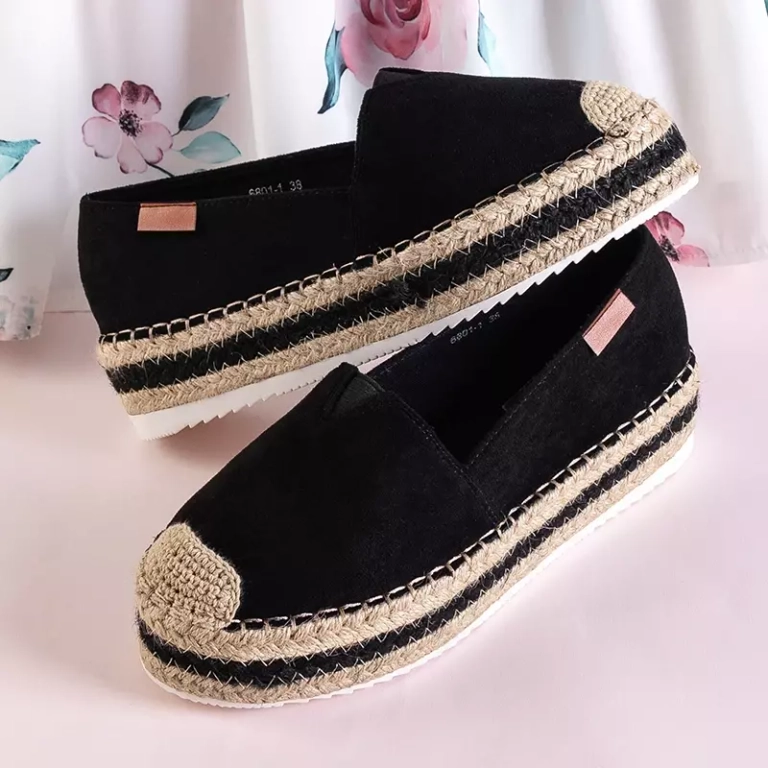 OUTLET Black women's espadrilles on the Molandia platform - Shoes