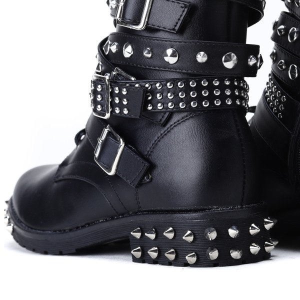 Czarne workery z ćwiekami Alex - Obuwie