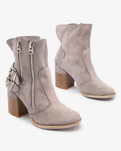 Royalfashion Women's gray boots with Feirrgo decoration