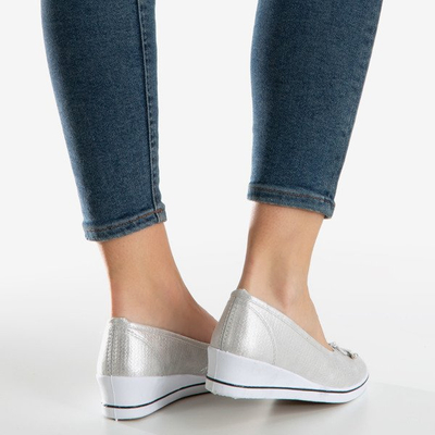 Silver ballerina on wedges Moriah - Shoes 1