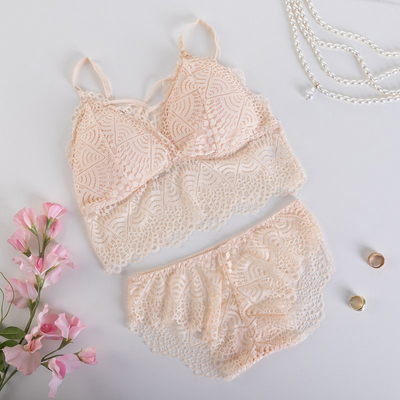 Beige women's lace underwear set - Underwear