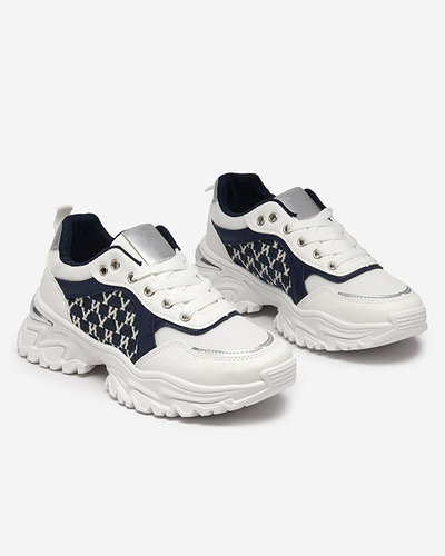 White and navy blue women's sports sneakers Umikatu - Footwear