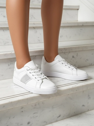 Luminosa White Eco-Leather Sneakers