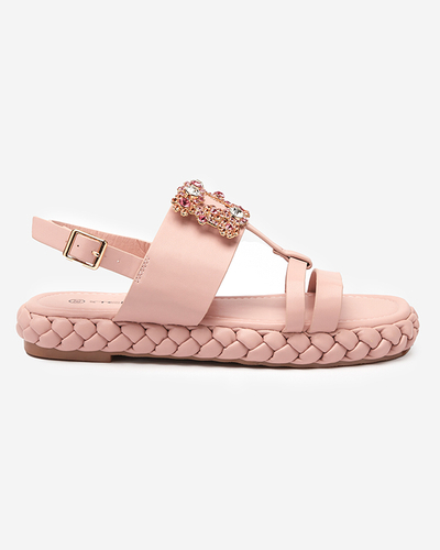 OUTLET Women's light pink sandals with a decorative Govy-Footwear buckle