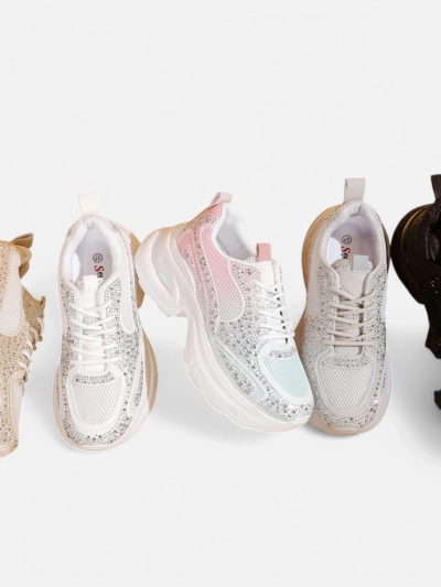 Royalfashion Women's Sports Sneakers with Rhinestones Bloss