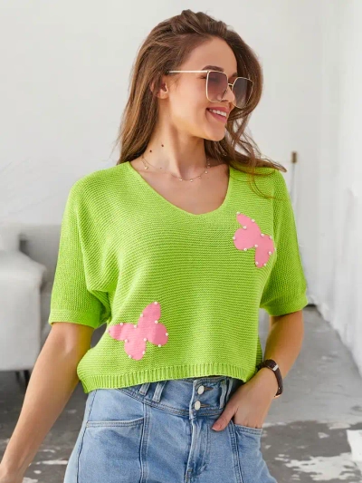 Royalfashion Women's Cotton Short Sweater with Butterflies