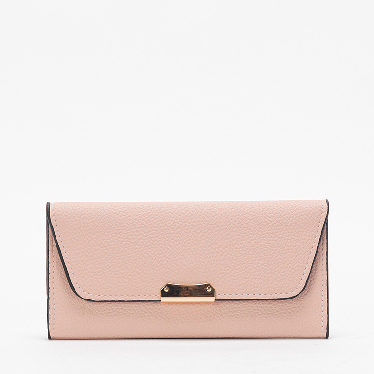 Light pink women's large eco-leather wallet - Accessories