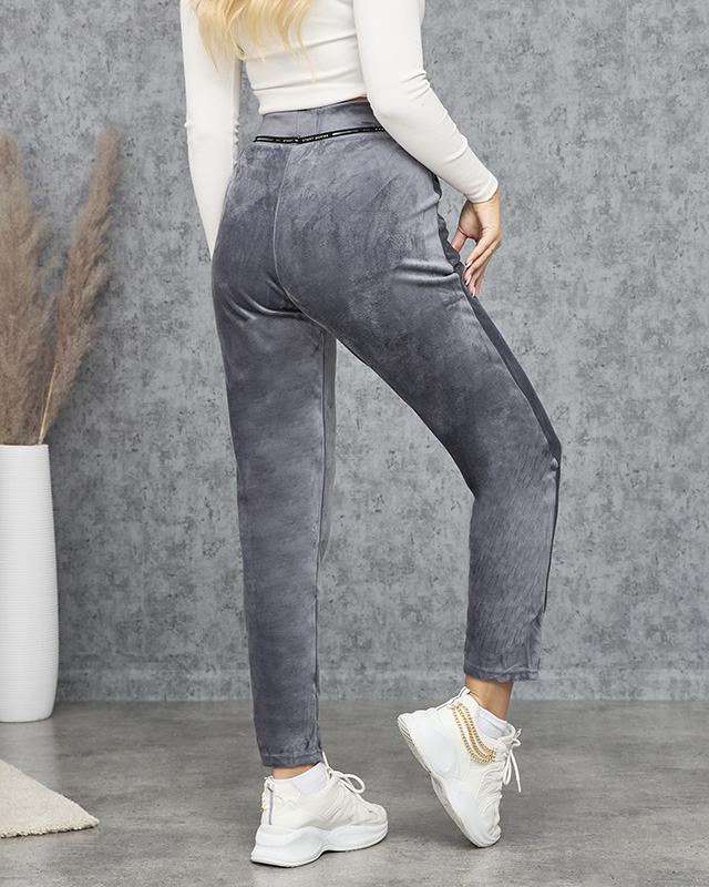 Женские серые велюровые спортивные костюмы PLUS SIZE- Одежда