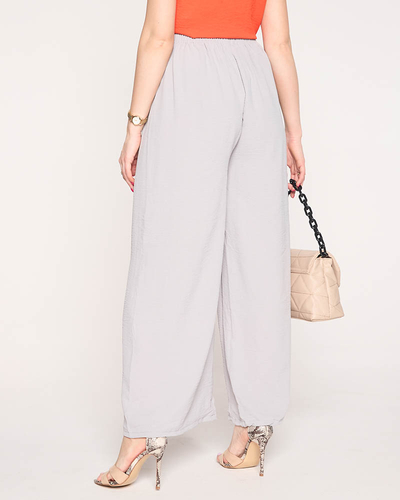 Women's wide palazzo trousers in light gray - Clothing
