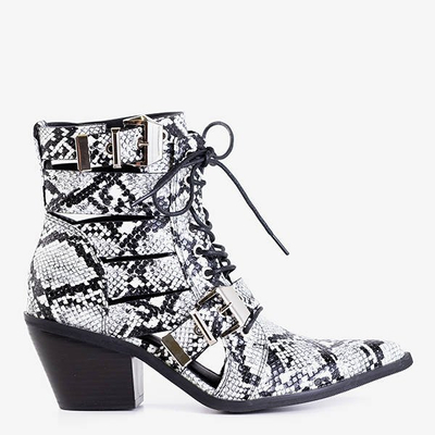 White - black women's cowboy boots with Ciarran buckles - Footwear