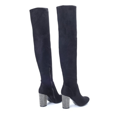 Black boots on a high post Crystal - Footwear