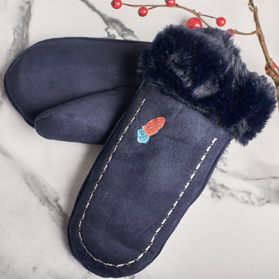 Navy blue children's gloves on a string and with one finger - Gloves