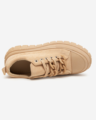 OUTLET Brown women's tall sneakers Mishta - Footwear